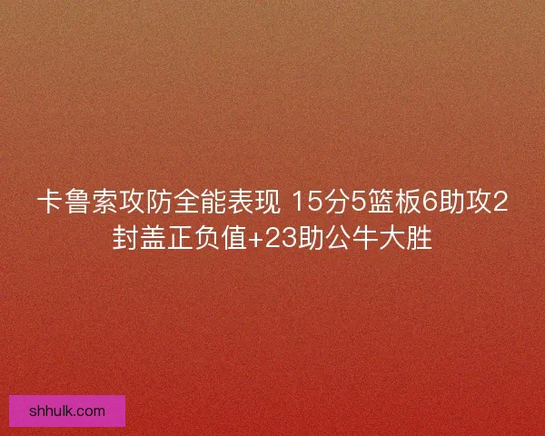 卡鲁索攻防全能表现 15分5篮板6助攻2封盖正负值+23助公牛大胜